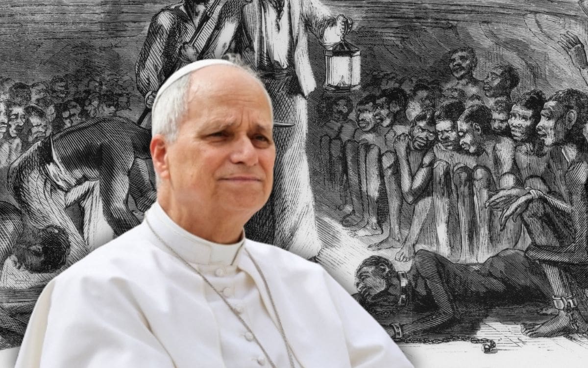 Papa León XIV pide perdón por el papel histórico de la Iglesia en la esclavitud y reconoce una “herida” en la memoria cristiana. | Crédito: REUTERS/Canva