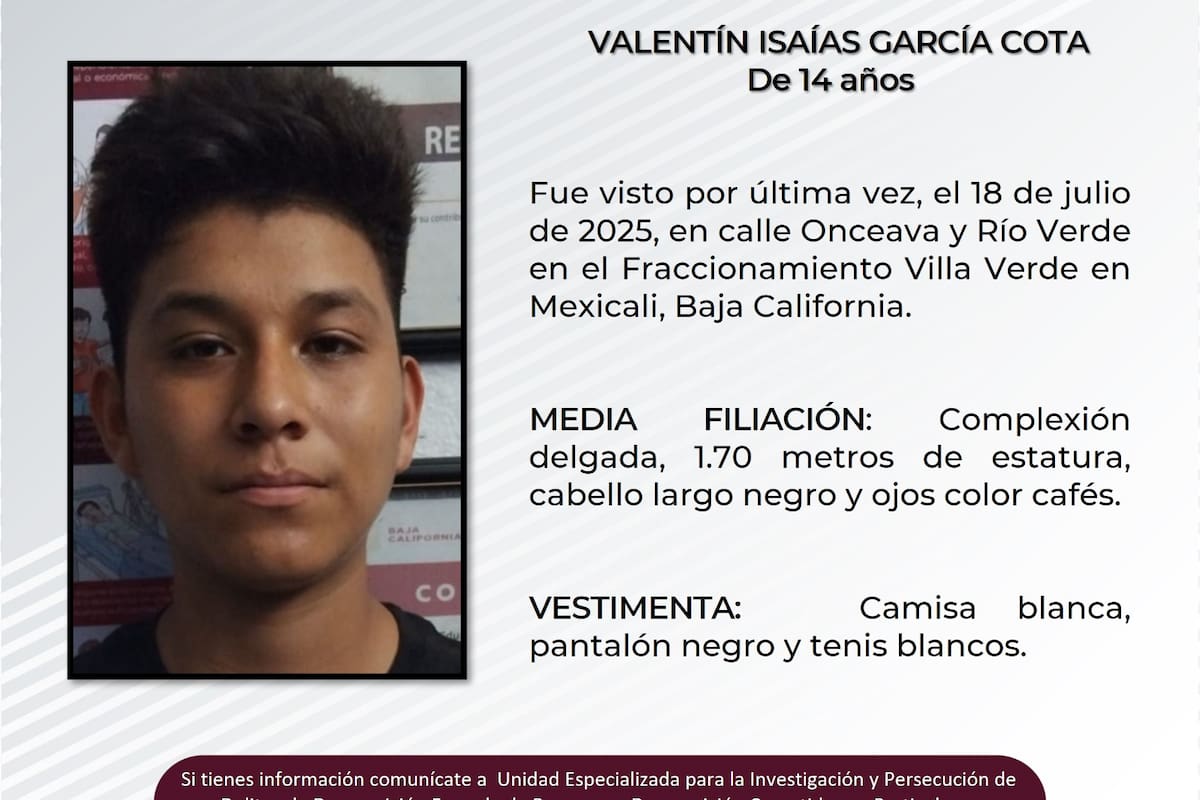 Se solicita ayuda para localizar a Valentín Isaías García Cota
