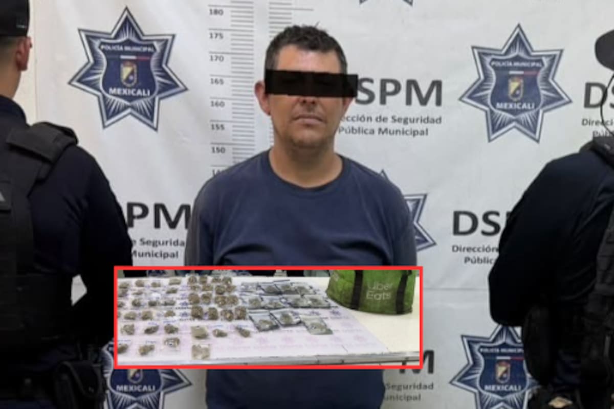 Presunto repartidor de comida es sorprendido con 67 bolsas de mariguana en la mochila