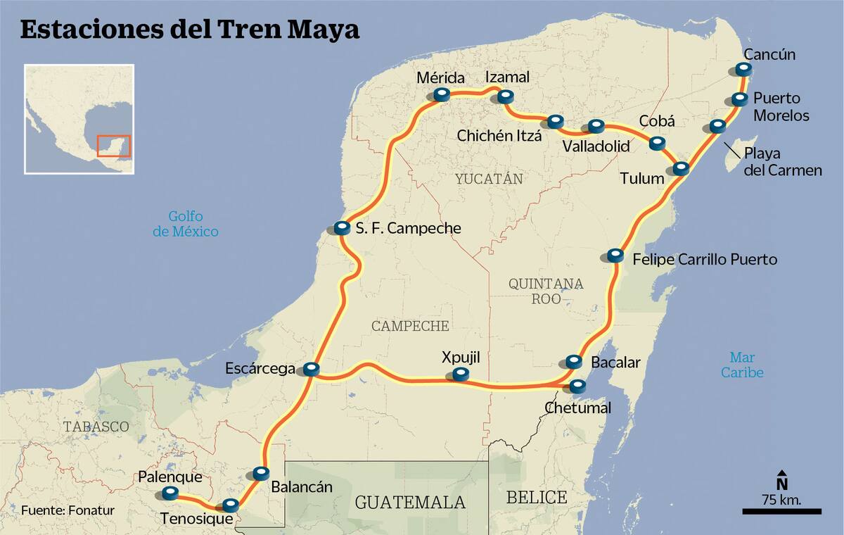 CIUDAD DE MÉXICO, julio 20 (EL UNIVERSAL).- Por la inversión comprometida en el primer tramo del Tren Maya, calculada en 13 mil 394 millones de pesos, el consorcio liderado por Mota-Engil México y China Communications Construction deberá entregar las dos primeras estaciones con diseño vanguardista. Gráfico: Agencia EL UNIVERSAL