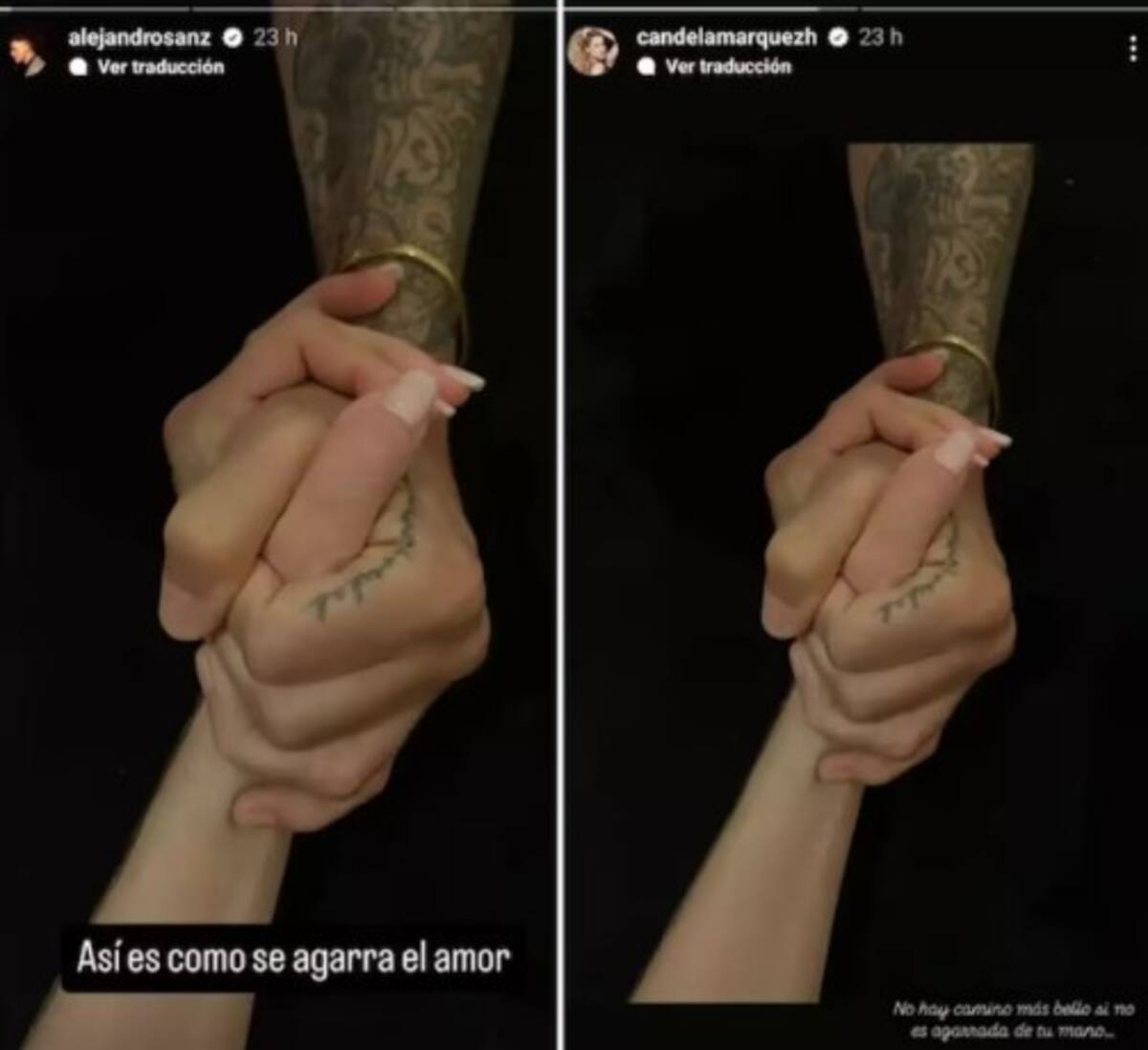 Compartieron la misma fotografía en historias / Instagram: @candelamarquezh
@alejandrosanz