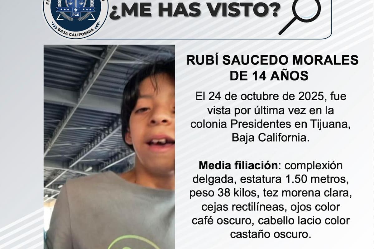 Se busca a Rubí Saucedo Morales de 14 años