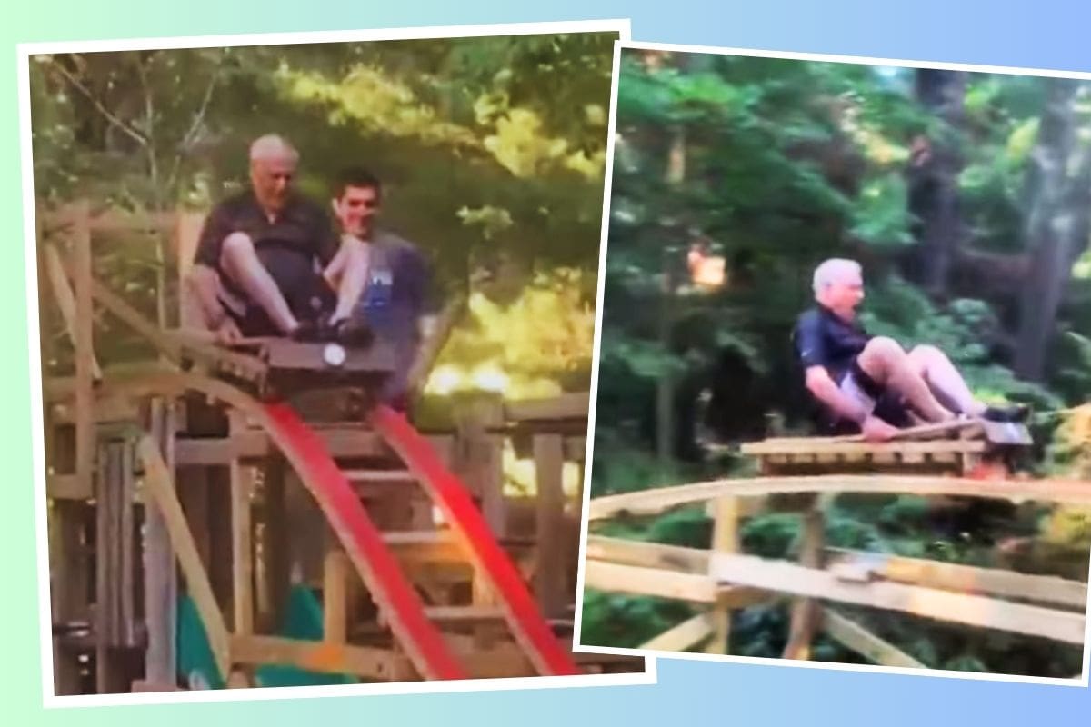 VIDEO: Ingeniero construye montaña rusa en su patio como regalo para su abuelo