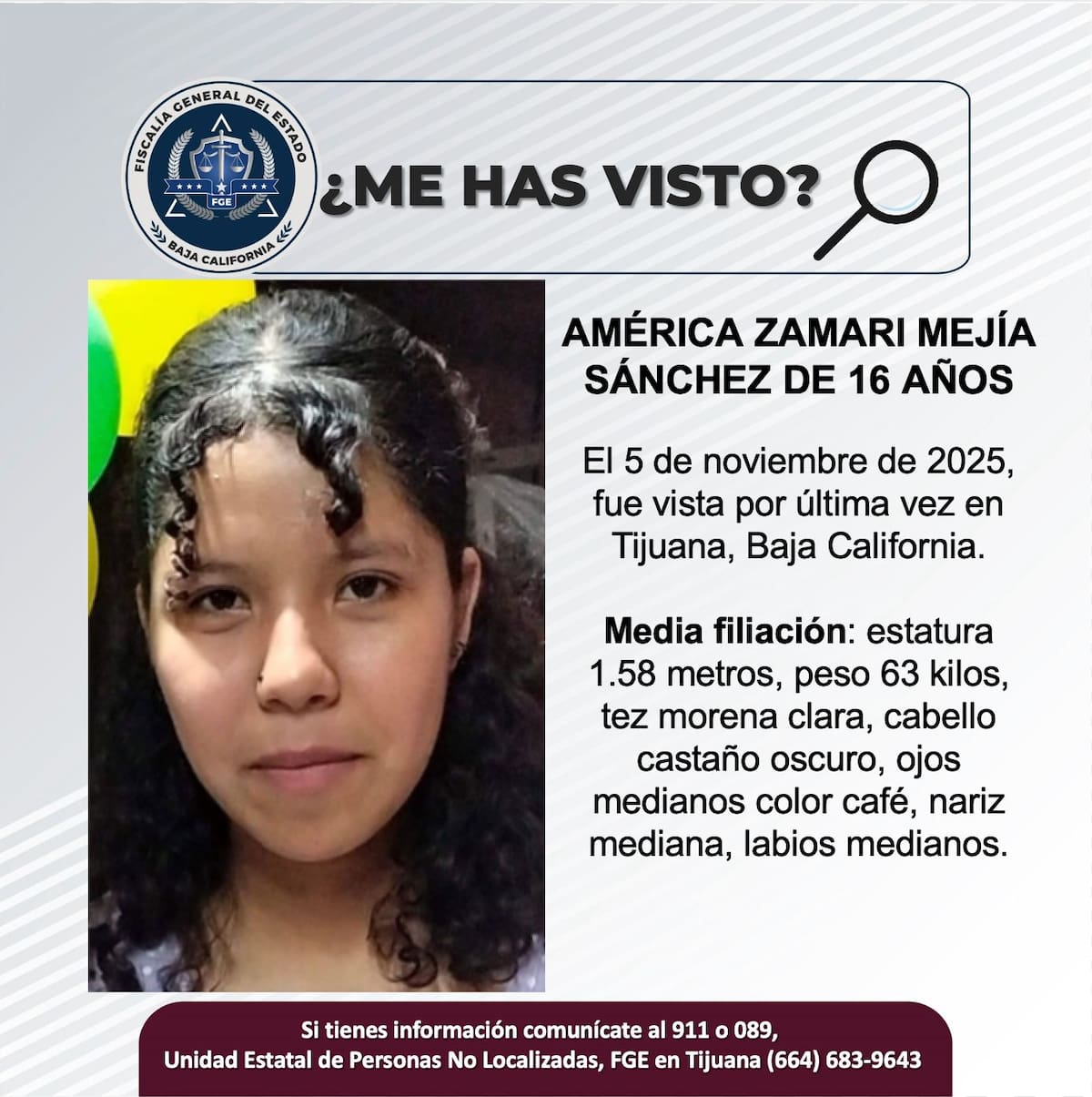 Fue vista por última vez el 5 de noviembre de 2025.