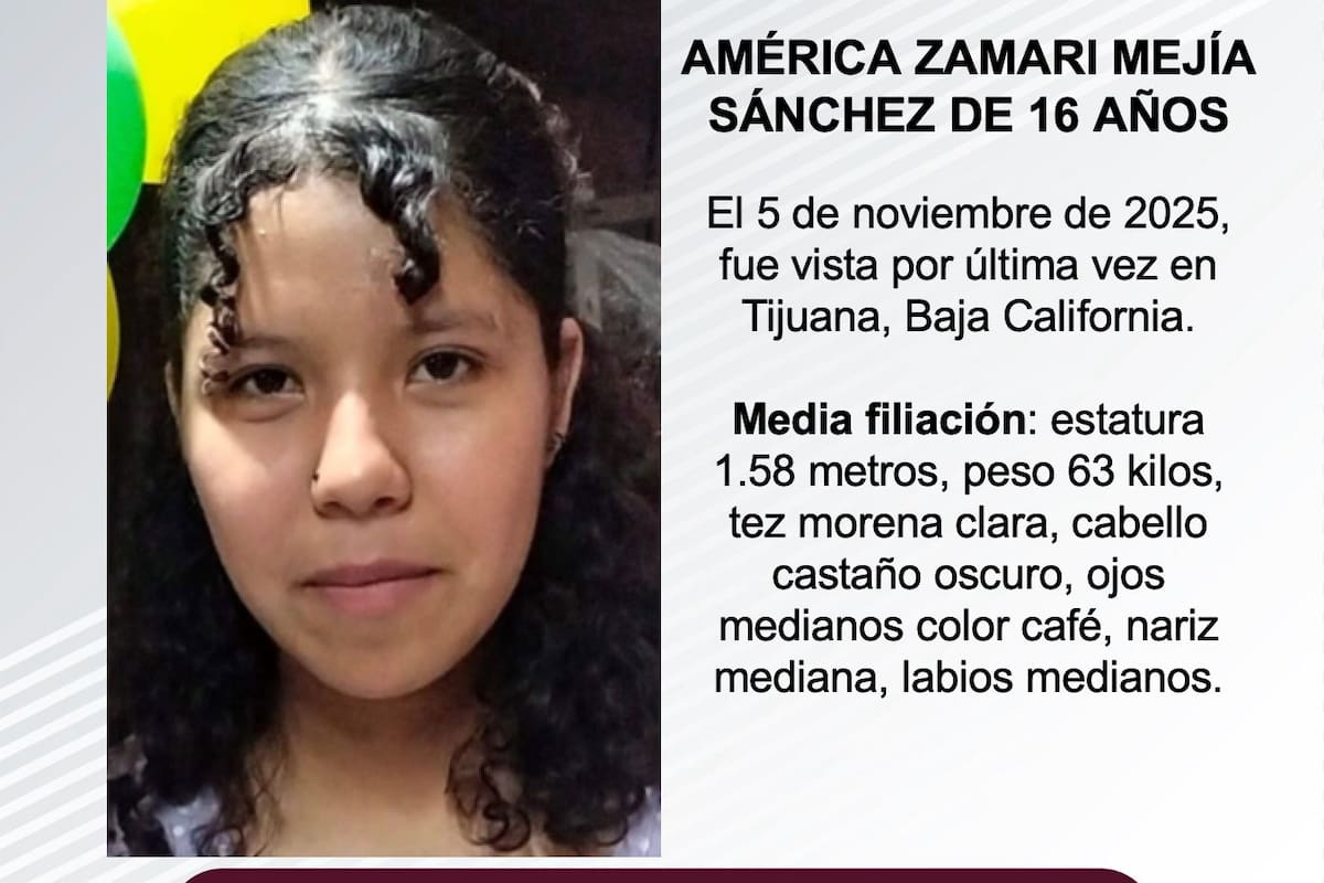 Se busca a América Zamari Mejía Sánchez de 16 años de edad