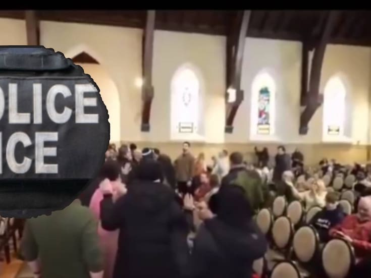 En iglesia donde un funcionario del ICE es pastor, llega protesta anti-ICE durante la ceremonia; departamento de Justicia ya investiga
