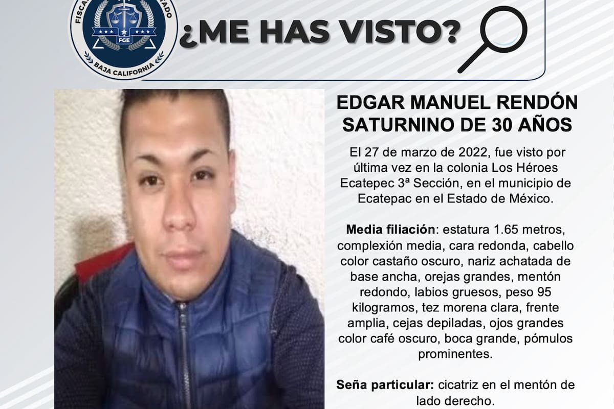 Se busca a Edgar Manuel Rendón Saturnino de 30 años