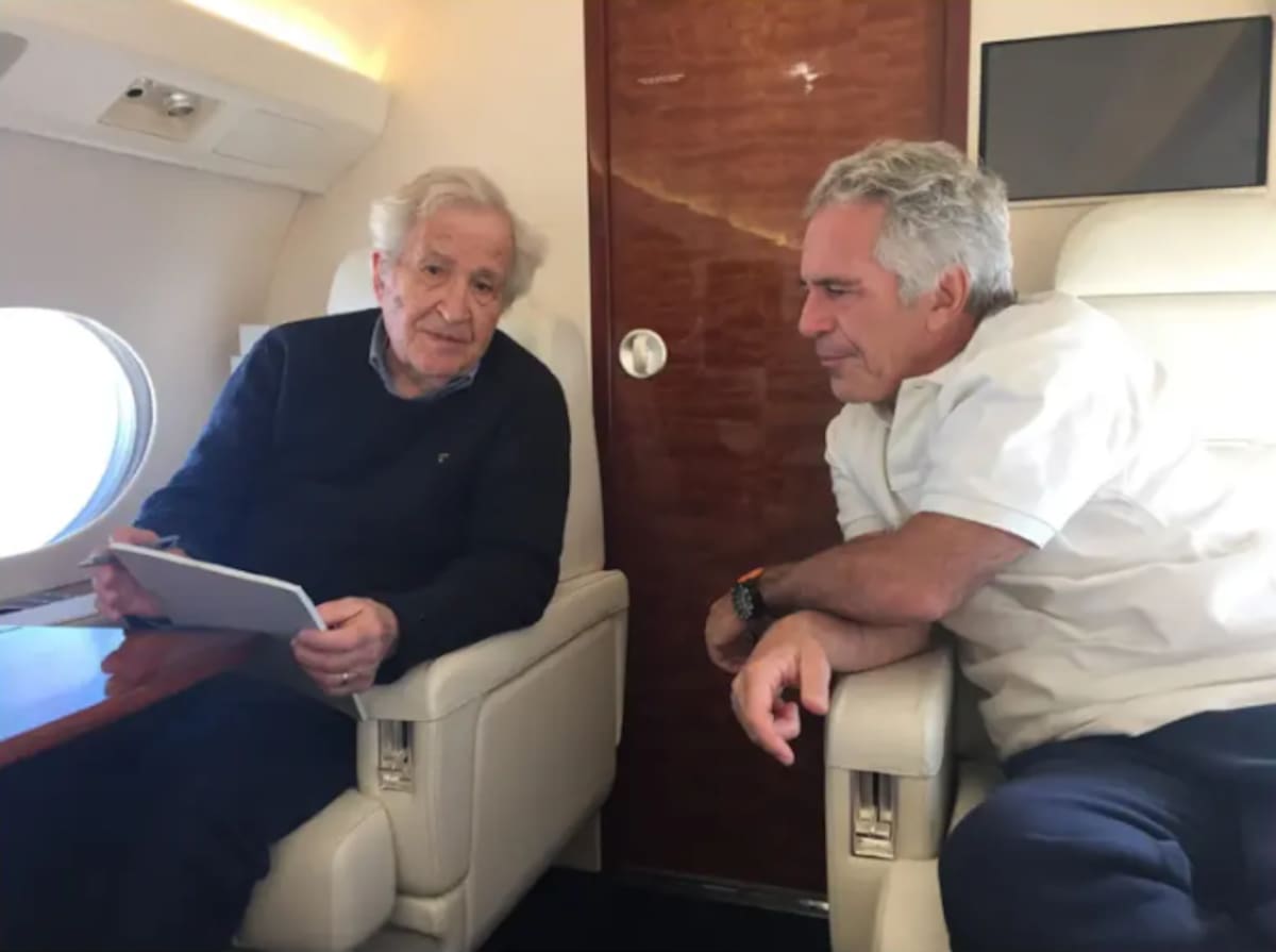 El lingüista Noam Chomsky aparece en un avión privado junto a Epstein.