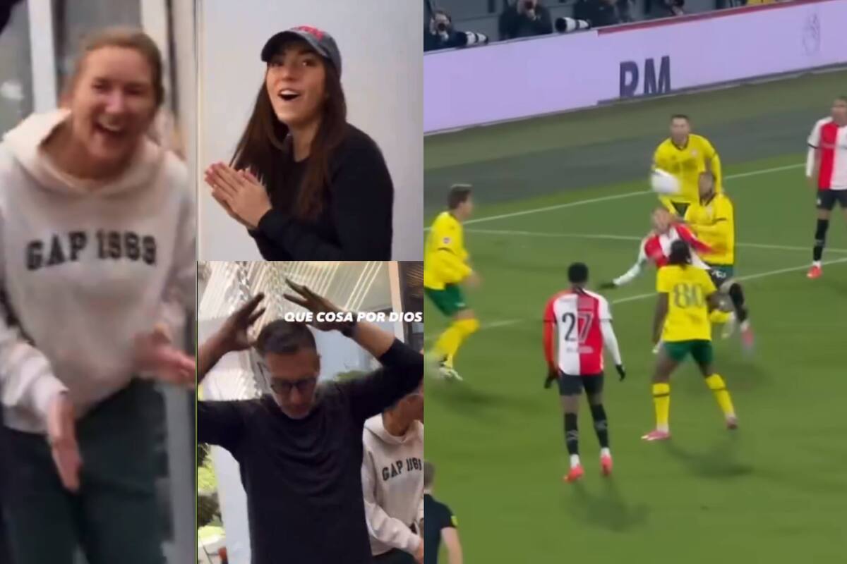 Video de la emotiva reacción de la familia de Santiago Giménez al ver su golazo de chilena