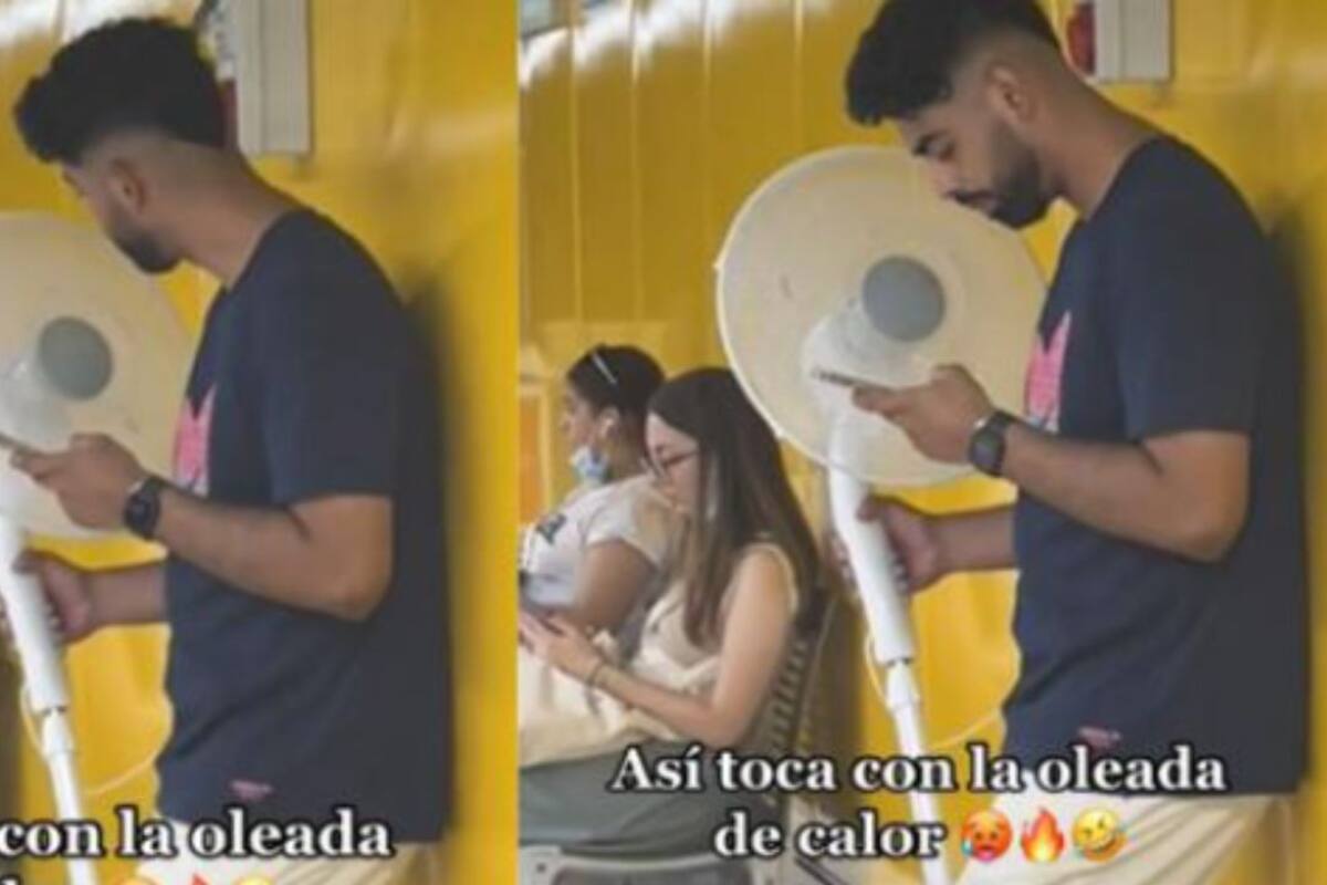 VIRAL: Joven lleva su propio ventilador al metro para soportar el calor
