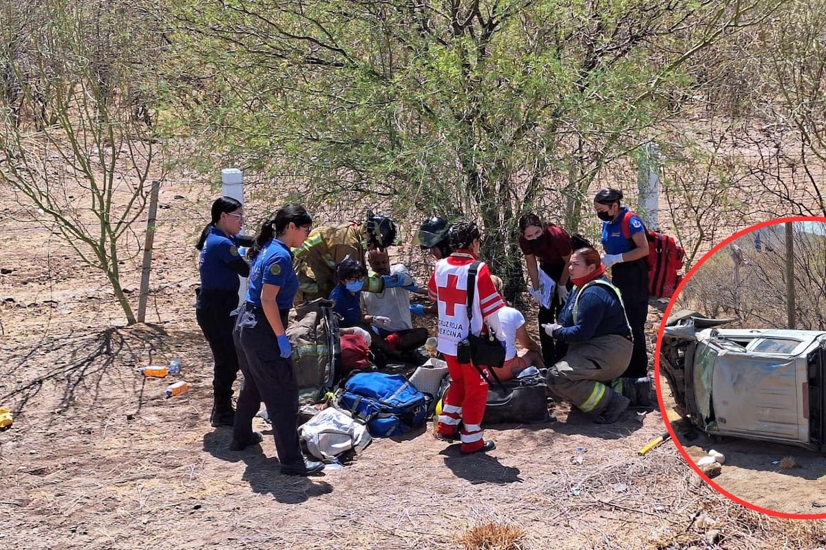 Tres lesionados tras volcadura en carretera Guaymas-Hermosillo