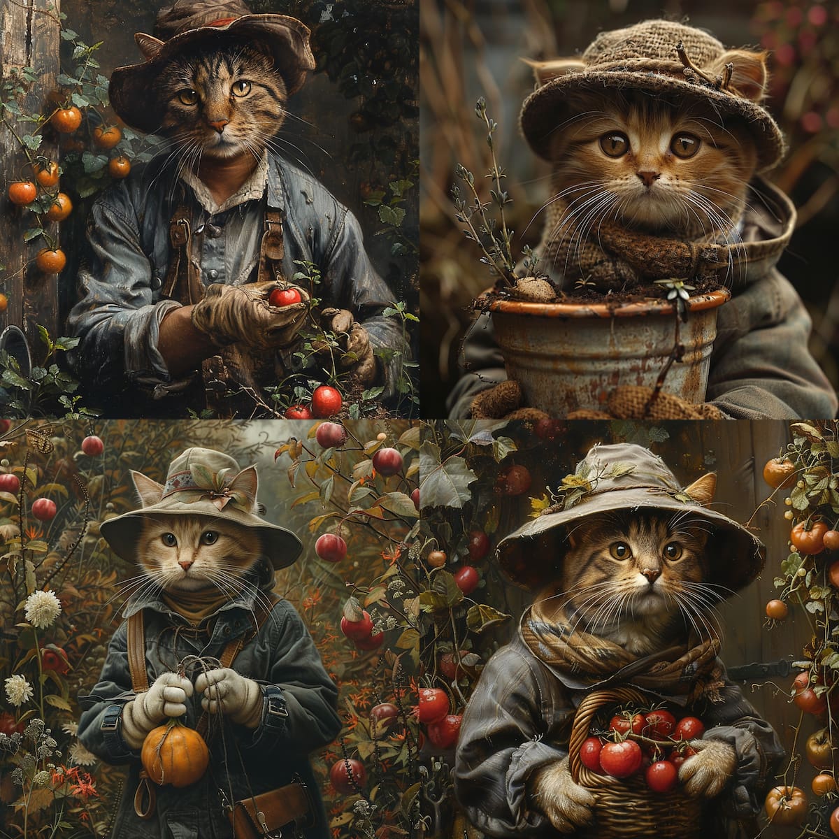 Gato jardinero según la Inteligencia Artificial de Midjourney