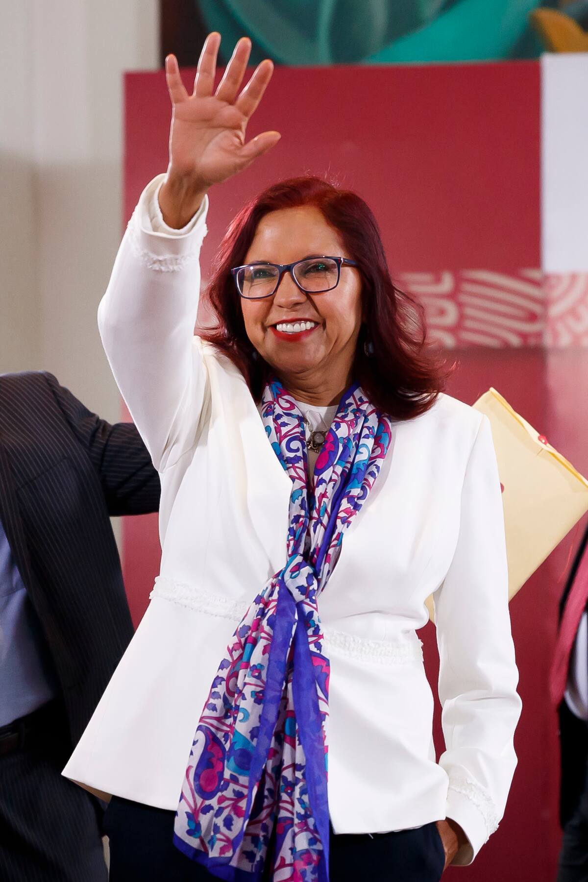 Fotografía de archivo de la actual secretaria de Educación Pública (SEP) bajo el gobierno de AMLO, Leticia Ramírez, en una reunión con la prensa en Ciudad de México (México). | Crédito: EFE/José Méndez