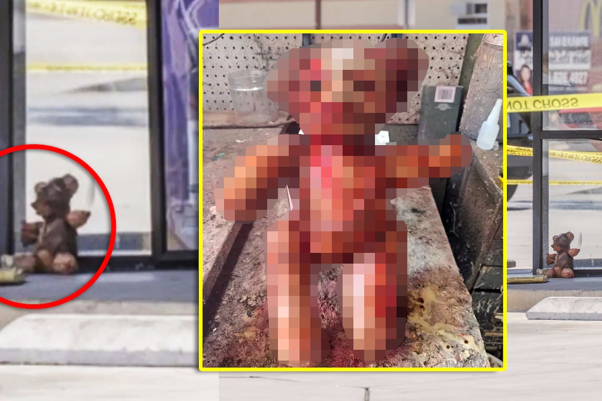 FOTO: Hallan oso de peluche hecho de piel humana abandonado en una gasolinera de California; resultó ser parte de una colección de artículos de terror