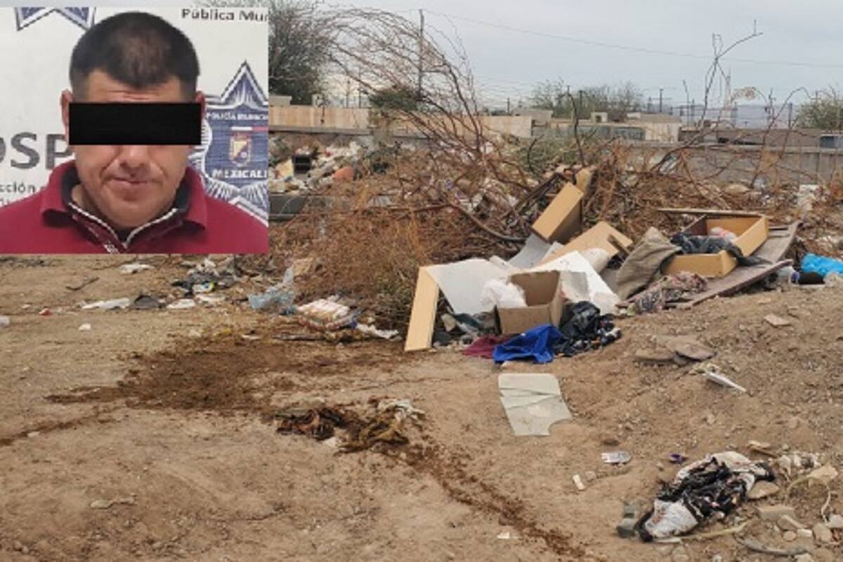 Detienen a hombre por arrojar basura en un lote baldío