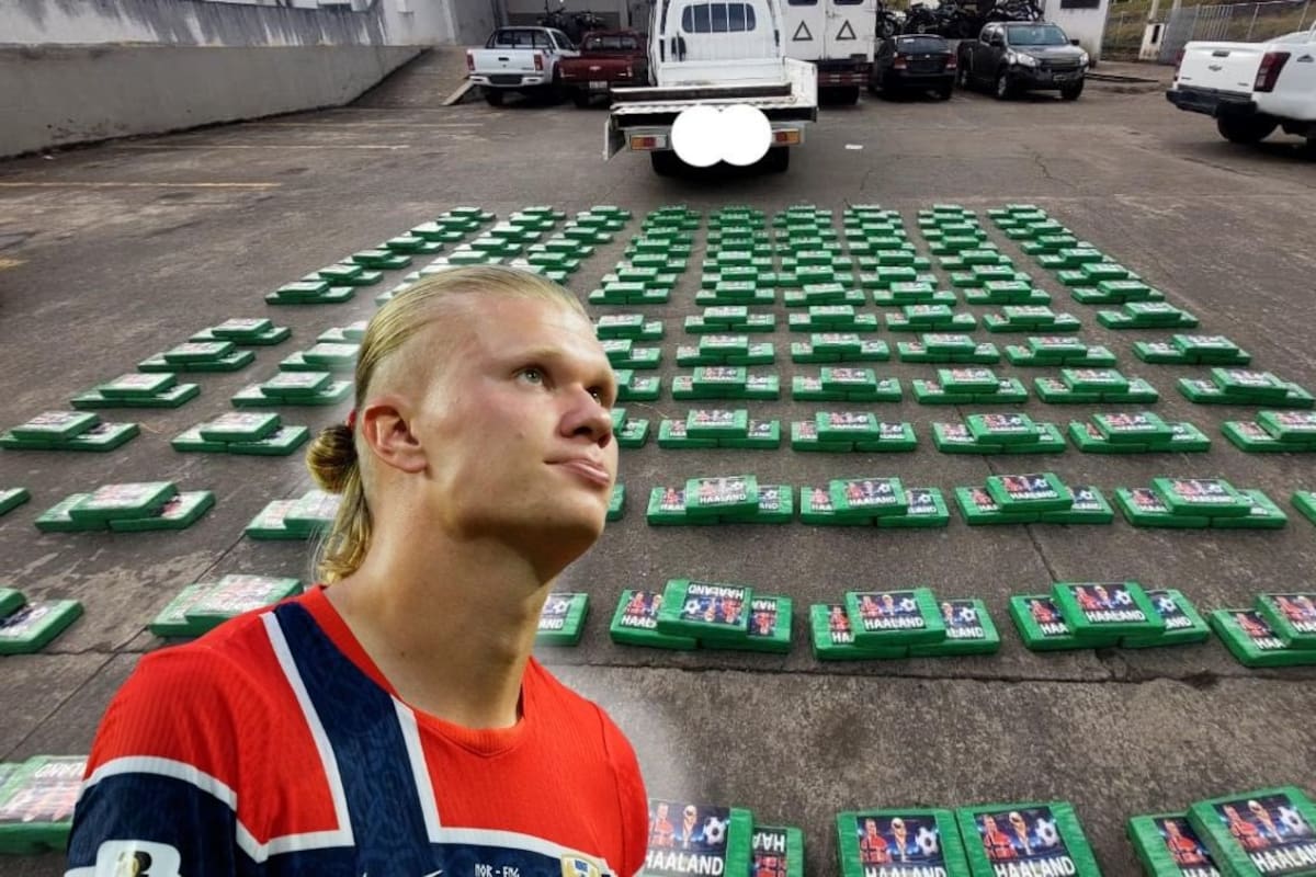 Policía de Ecuador incauta 470 kilos de cocaína marcados con la cara de Erling Haaland y explica que las mafias usan el rostro del futbolista como sello de calidad