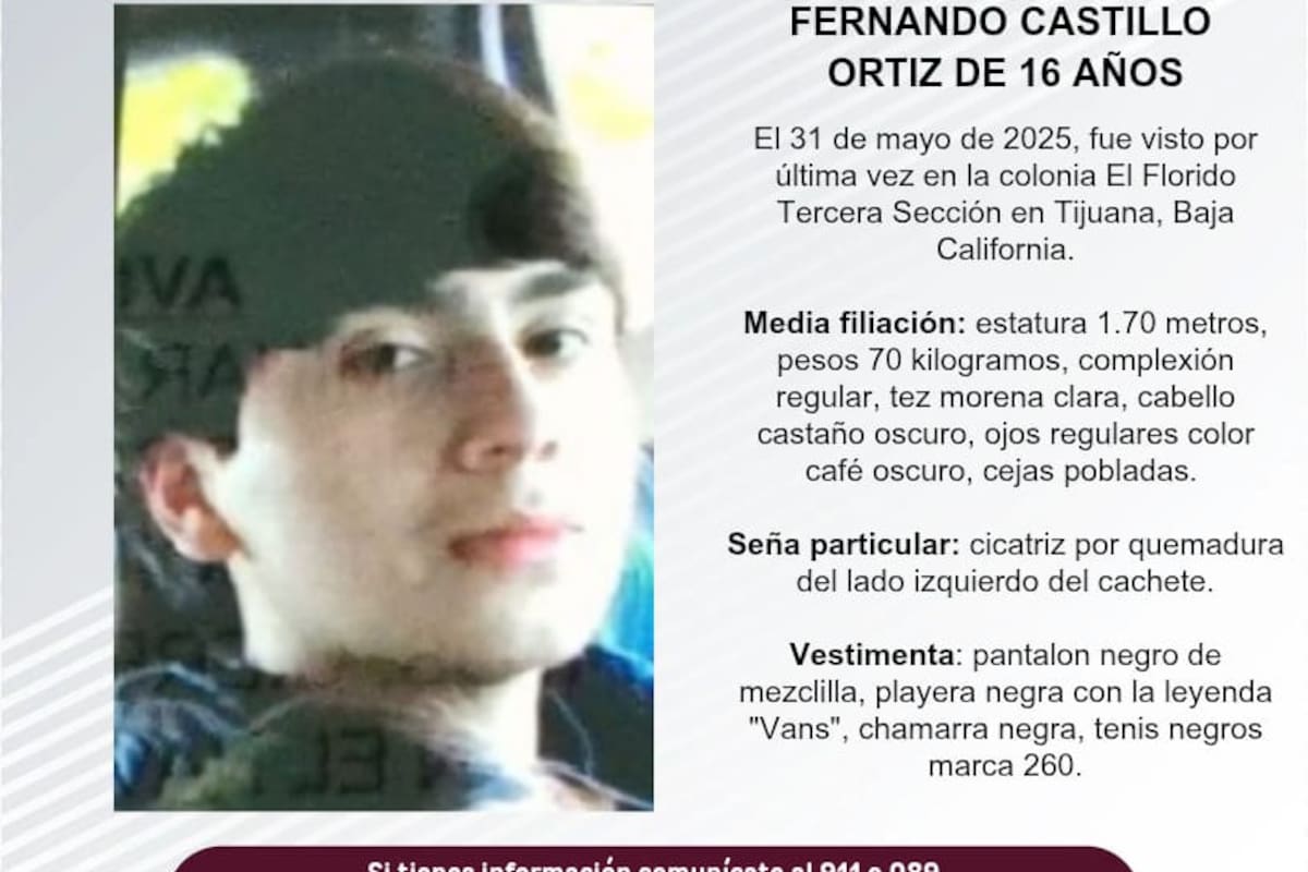Se busca a Fernando Castillo Ortiz de 16 años de edad