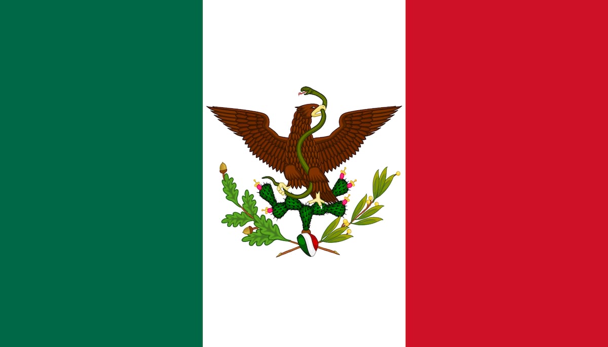 Bandera modificada por Benito Juárez (1857).