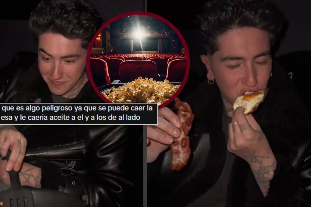 Huevos con tocino en el cine: influencer genera indignación
