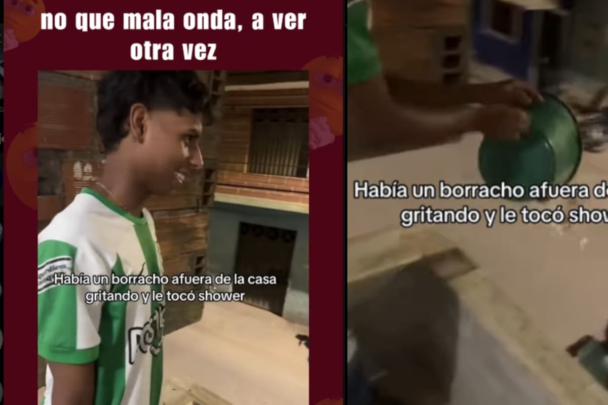 Familia ahuyenta a borracho que gritaba afuera de su casa con un baldazo de agua: todo quedó grabado