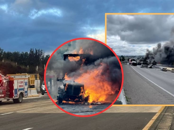 Se registra gran incendio en autopista México-Puebla tras choque de pipa con diésel