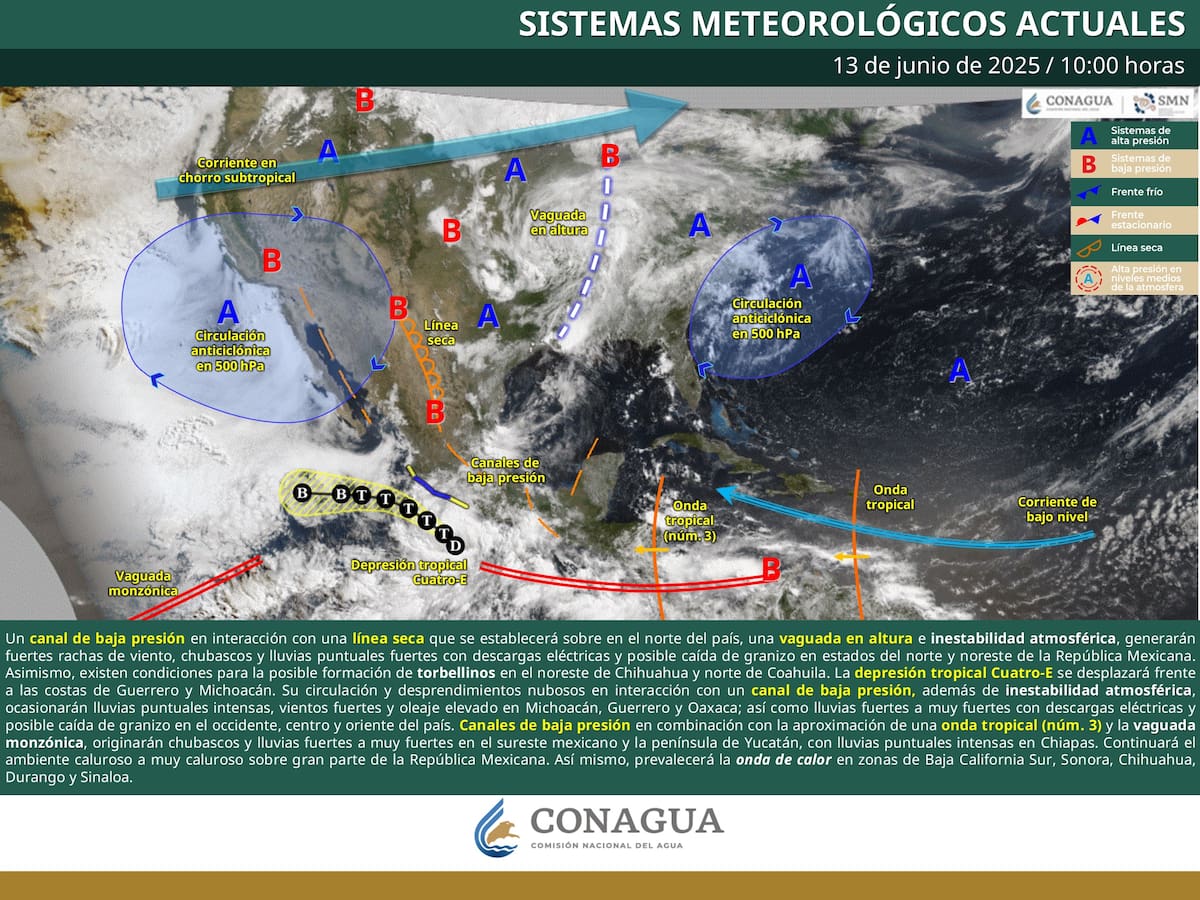 Sistemas meteorológicos que afectan a México.