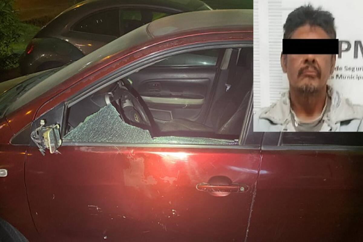 Prófugo es arrestado tras romper cristal de auto en comandancia