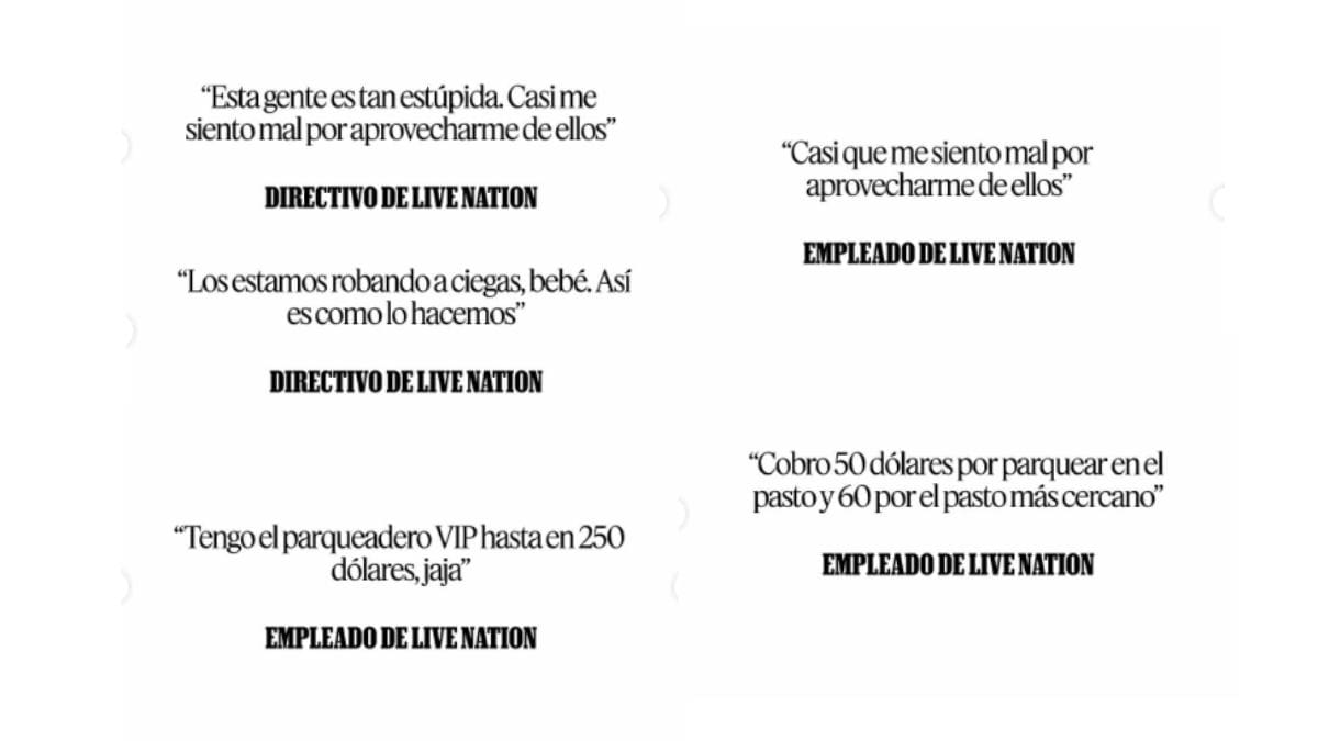 Mensajes internos filtrados muestran cómo empleados de Live Nation y Ticketmaster bromeaban sobre los altos precios que pagan los fans por asistir a conciertos.