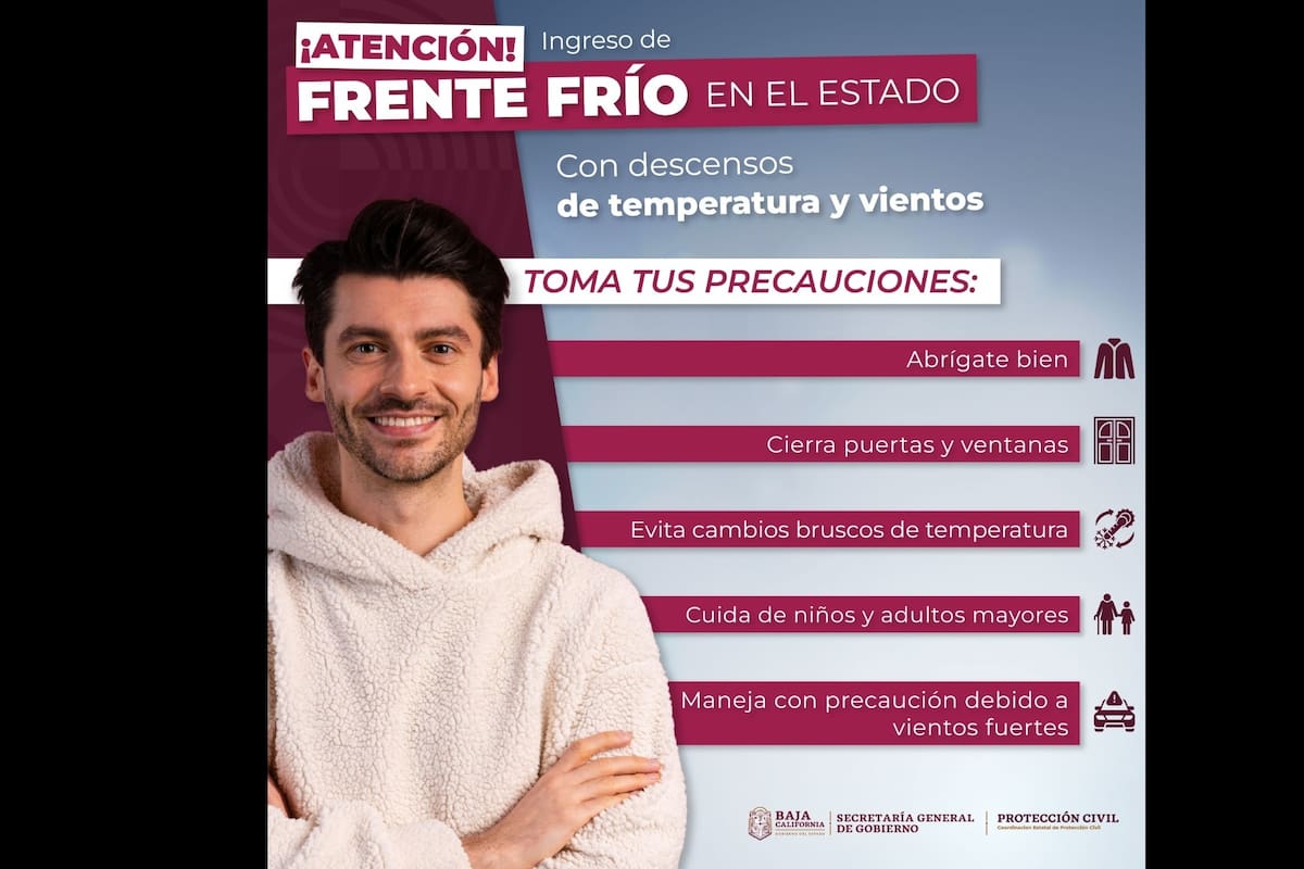Pronostican frente frío para Baja California