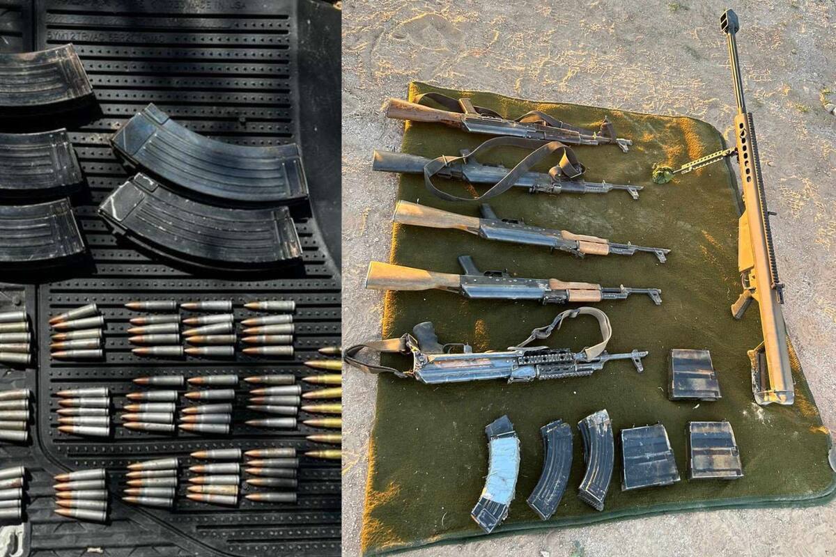 Guardia Nacional y Ejército Mexicano aseguraron armas largas, cargadores y más de mil 300 cartuchos en Sonora