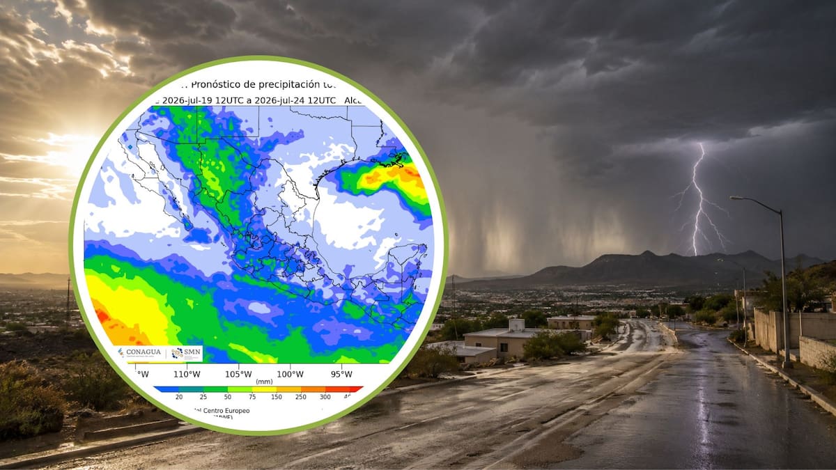 Se viene el “diluvio”: El SMN alerta de que el monzón mexicano provocará lluvias intensas en algunos estados, mientras calor extremo superará 45 °C, habrá granizo, rachas de 70 km/h y oleaje de hasta tres metros