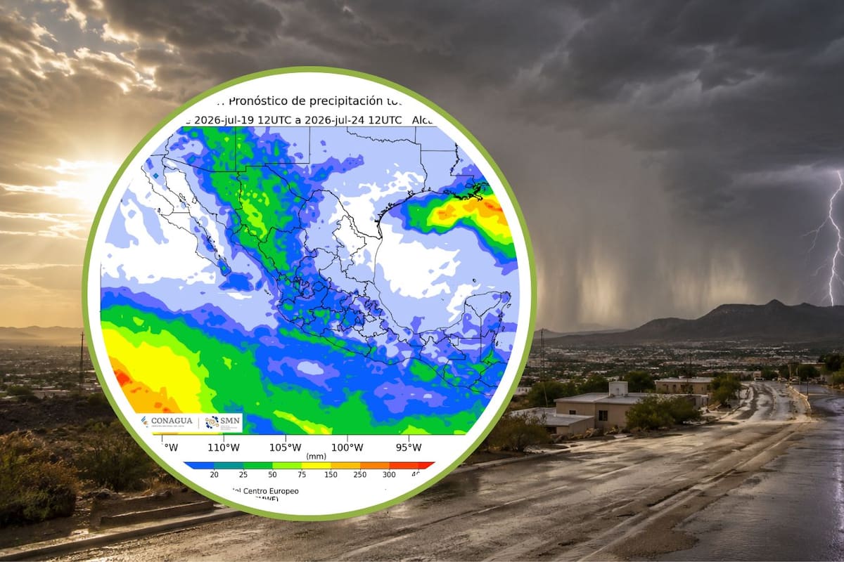 Se viene el “diluvio”: El SMN alerta de que el monzón mexicano provocará lluvias intensas en algunos estados, mientras calor extremo superará 45 °C, habrá granizo, rachas de 70 km/h y oleaje de hasta tres metros