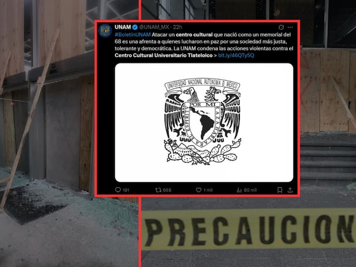 UNAM condena actos vandálicos en el Centro Cultural Tlatelolco durante marcha del 2 de octubre