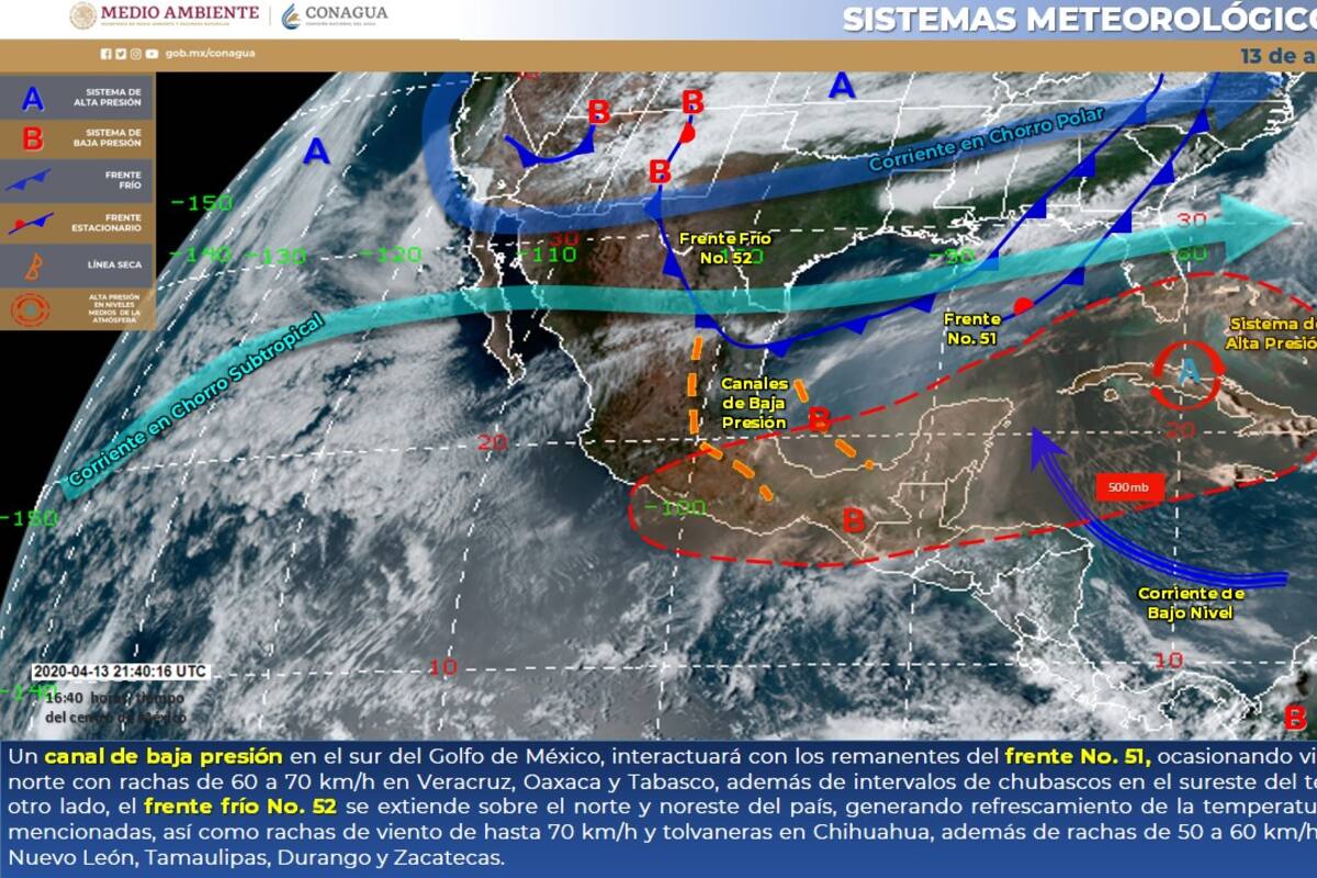 Clima hoy: Se pronostican vientos con rachas de 60 a 70 kilómetros por hora en Oaxaca, Tabasco y Veracruz
