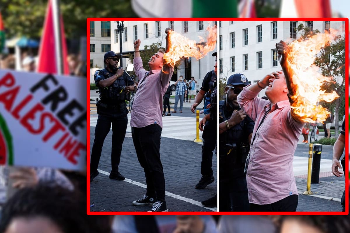 “Difundimos pura desinformación”: VIDEO de periodista se prende fuego a sí mismo en protesta anti-Israel en Washington