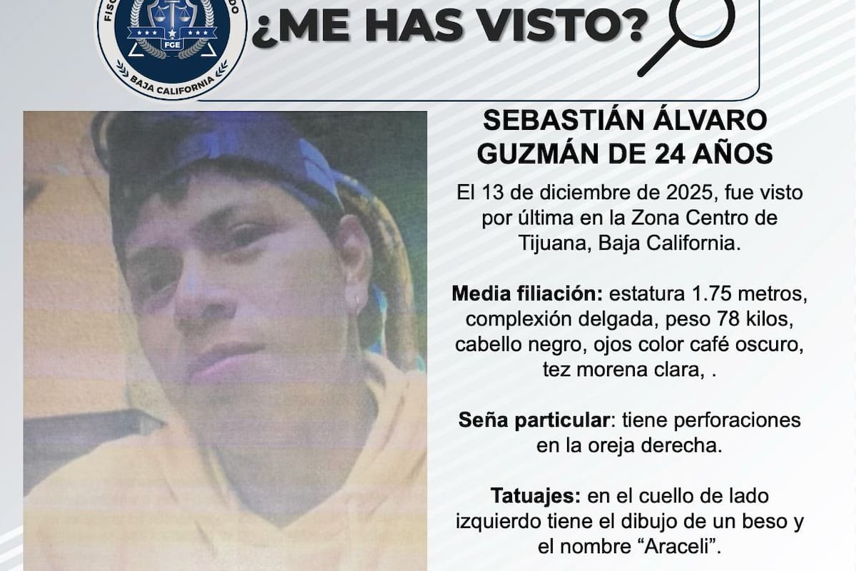 Se busca a Sebastián Álvaro Guzmán de 24 años