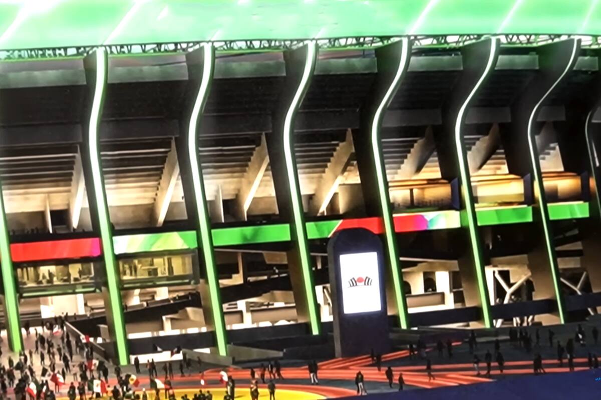 La fachada del estadio estará cubierta por pantallas led. (Foto: Captura de pantalla)