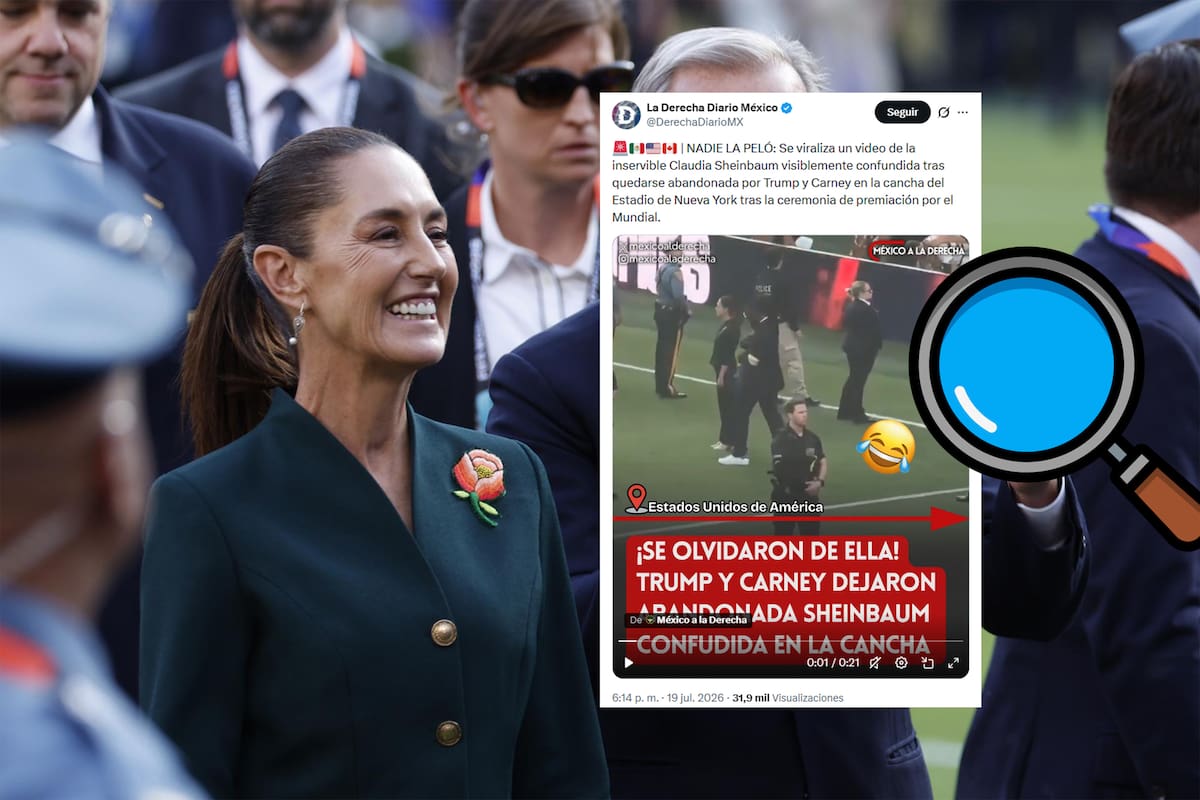 ¿Claudia Sheinbaum fue abandonada por Donald Trump y Gianni Infantino en la cancha tras la final del Mundial 2026? Esto muestra el video viral