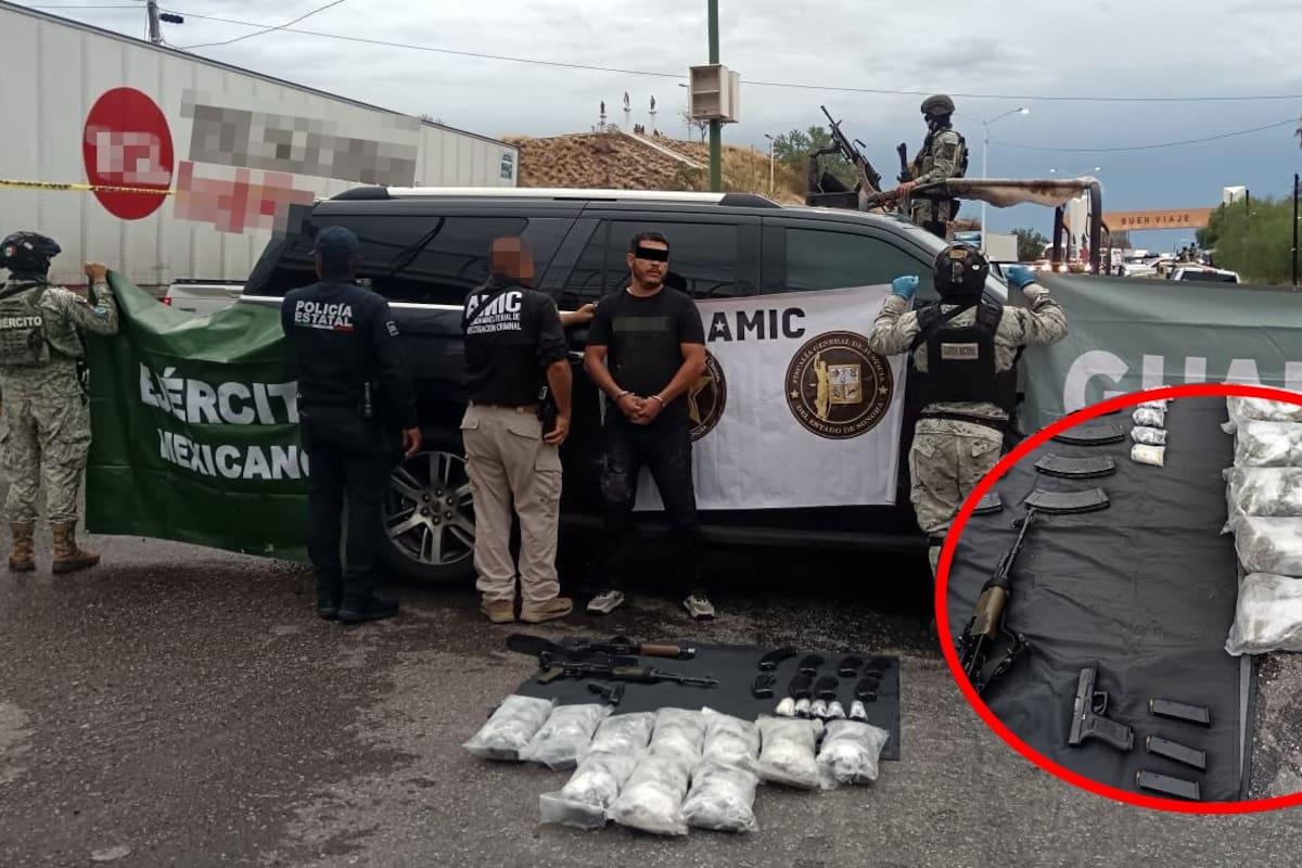 Detienen a presunto narco en Santa Ana con armas, droga y camioneta robada