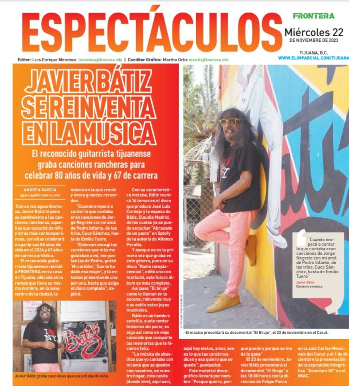 La trayectoria del guitarrista tijuanense ha sido registrada por FRONTERA.