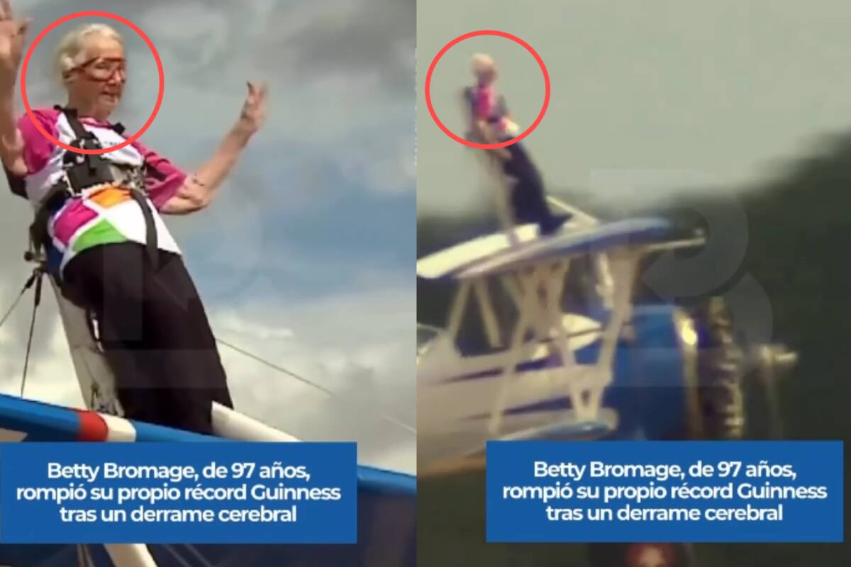 Voló en las alas de un avión: mujer de 97 años rompe su propio récord Guinness