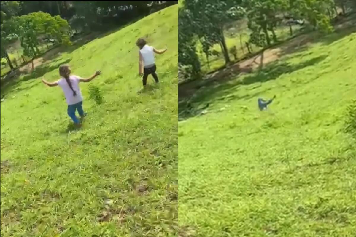 VIDEO: ¡niña sufre tremenda caída al correr cuesta abajo en una colina!