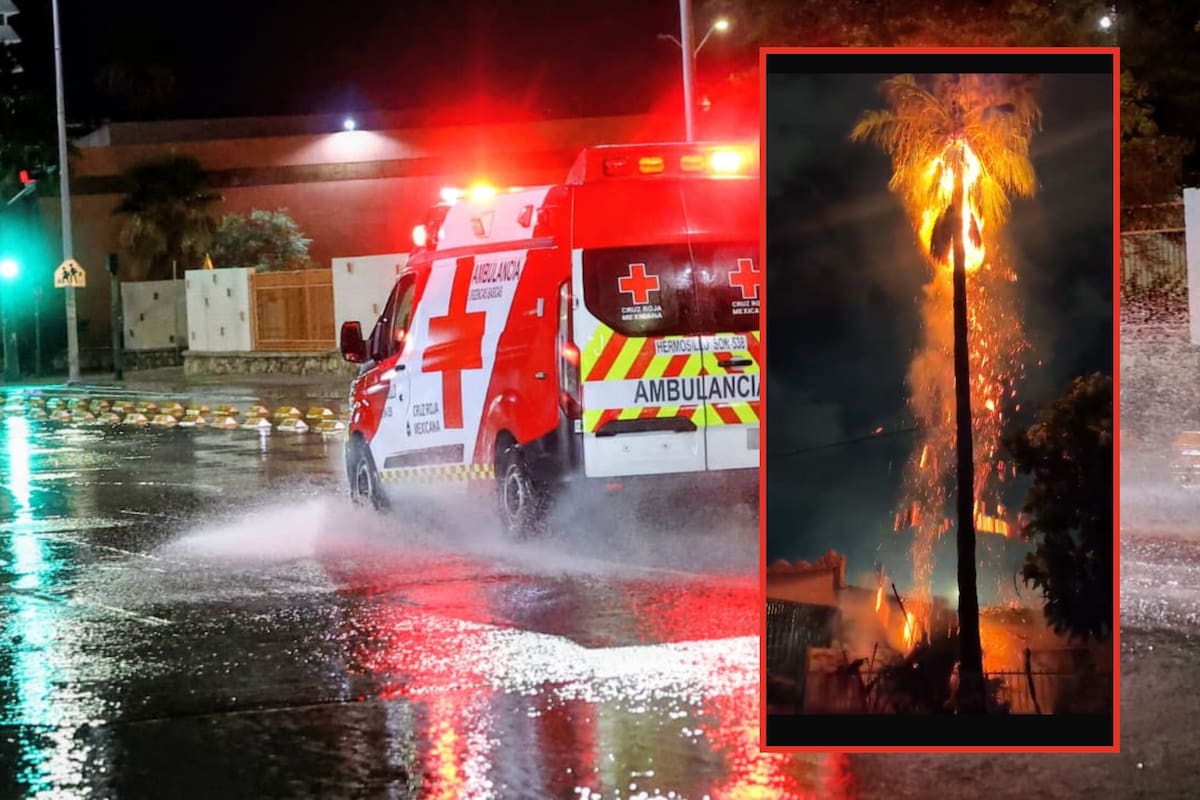 Tormenta eléctrica deja incendios, perros electrocutados y rescate de motociclistas atrapados en arroyo de Hermosillo