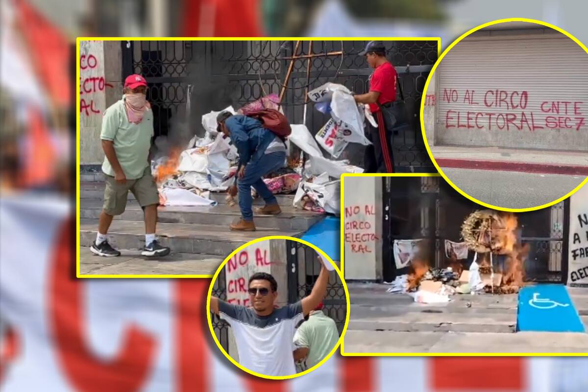Maestros de la CNTE queman propaganda electoral como protesta en contra del “Circo Electoral” en Chiapas