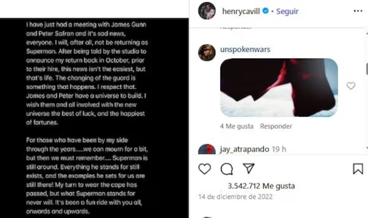 Así confirmo Henry Cavill que no regresaría a interpretar a Superman.