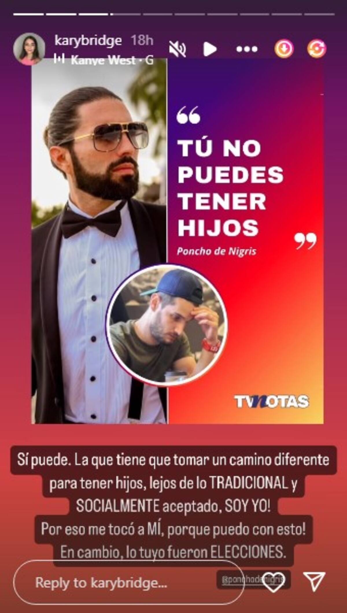 Esposa de Adrián Marcelo responde a Poncho de Nigris / Instagram: @karybridge