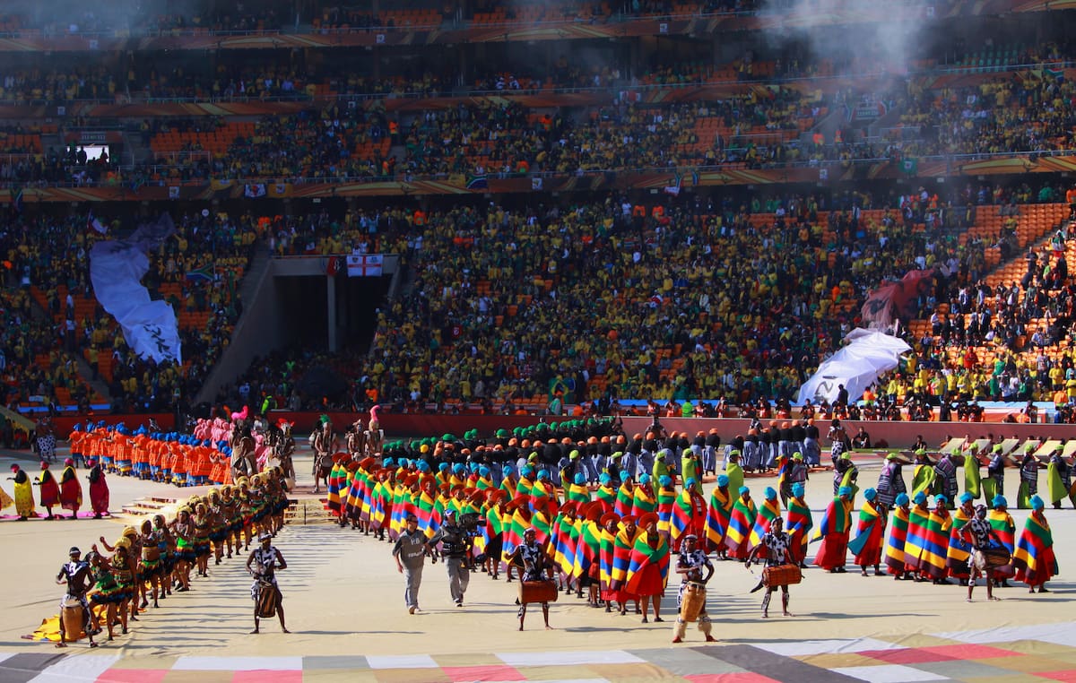 JOHANNESBURG, SOUTH AFRICA - JUNE 11: Dancers perform during the Opening Ceremony ahead of the 2010 FIFA World Cup South Africa Group A match between South Africa and Mexico at Soccer City Stadium on June 11, 2010 in Johannesburg, South Africa.. (Photo by Francisco Estrada/LatinContent/Getty Images)