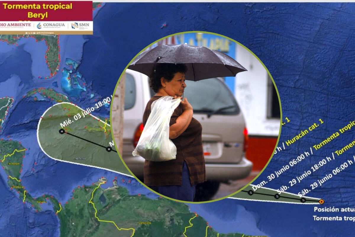 Tormenta Beryl tendría esta trayectoria por México, según Conagua