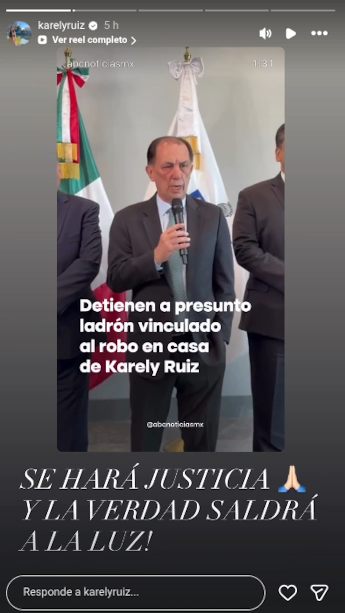 Historia de Karely Ruiz. | Captura: @karelyruiz.