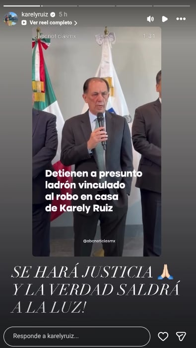 Historia de Karely Ruiz. | Captura: @karelyruiz.